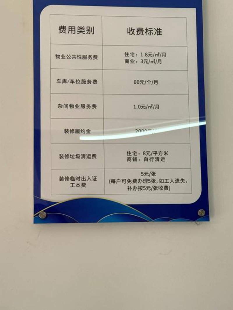 北京物业费标准